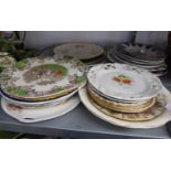 TWO VICTORIAN BLUE AND WHITE POTTERY SMALL OBLONG MEAT PLATTERS and a COLLECTION OF TWENTY FIVE