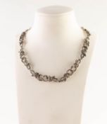 SILVER AND MARCASITE SET SCROLLIATED NECKLACE