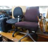 AN EXECUTIVES REVOLVING OFFICE ARMCHAIR AND REVOLVING OFFICE CHAIR (2)