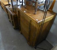 ART DECO OAK CHEST OF THREE LONG DEEP DRAWERS; THE MATCHING DRESSING CHEST OF TWO LONG DEEP DRAWERS,