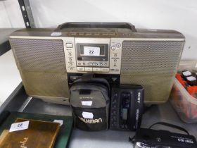 SONY WALKMAN WM-FX28 radio cassette player, in case and SONYZS-D50 portable radio and CD & tape