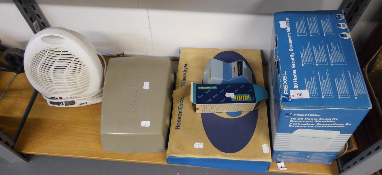 REXEL PAPER SHREDDER, BOXED; A RONSON ESCORT 2000 HAIRDRYER, BOXED; A SUMMERCOOL TABLE TOP