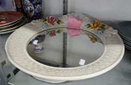 MODERN CAPO DIMONTE, FLORAL ENCRUSTED, LARGE CIRCULAR WALL MIRROR, 18 ½? diameter