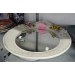 MODERN CAPO DIMONTE, FLORAL ENCRUSTED, LARGE CIRCULAR WALL MIRROR, 18 ½? diameter