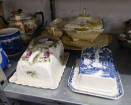 FOUR PIECES OF BURLEIGHWARE ?GOLDEN DAYS? POTTERY: square tureen and cover, oval meat plate,