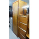 A TALL NARROW LINEN CUPBOARD AND A WOODEN FILE RACK (2)