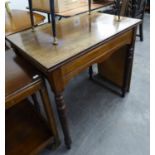 EDWARDIAN MAHOGANY OBLONG WRITING TABLE, WITH SHAPED APRON, ON FOUR TURNED TAPERING LEGS, 2?7? WIDE