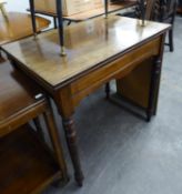 EDWARDIAN MAHOGANY OBLONG WRITING TABLE, WITH SHAPED APRON, ON FOUR TURNED TAPERING LEGS, 2?7? WIDE