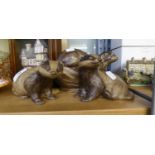 THREE BARBARA LINLEY ADAMS POTTERY MODELS OF OTTERS  (3)