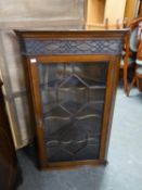 EARLY 20th CENTURY MAHOGANY HANGING CORNER CUPBOARD, astragal glazed, 41in (104cm) high