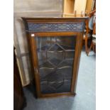 EARLY 20th CENTURY MAHOGANY HANGING CORNER CUPBOARD, astragal glazed, 41in (104cm) high