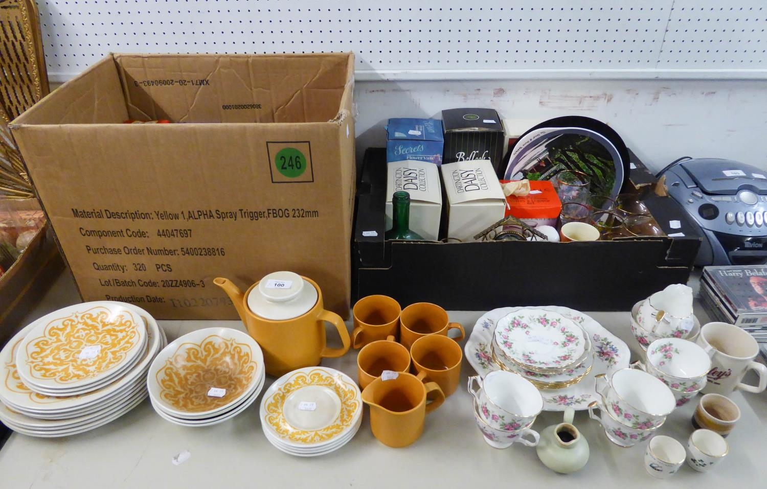 AYNSLEY ?GROTTO ROSE? CHINA TEA SERVICE; MEAKIN ?MAIDSTONE? POTTERY DINNER AND TEA SET AND