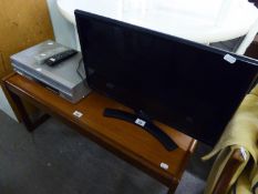 LG FLAT SCREEN TELEVISION, 23? AND A FERGUSON VIDEO RECORDER AND DVD PLAYER, WITH REMOTE CONTROLS