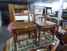 PAIR OF NINETEENTH CENTURY FRUITWOOD BAR BACK KITCHEN CHAIRS, (2)