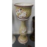 ITALIAN POTTERY JARDINIÈRE, ON TALL PEDESTAL STAND, 2?10? HIGH OVERALL