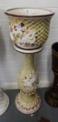 ITALIAN POTTERY JARDINIÈRE, ON TALL PEDESTAL STAND, 2?10? HIGH OVERALL