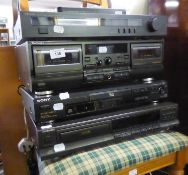 A DENON TU-717 STEREO TUNER, A TECHNICS STEREO CASSETTE DECK RS-TR474, SONY DVD PLAYER DVP-5335