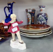 MIXED LOT OF CERAMICS, to include: ROYAL WORCESTER FIGURE BY F.G. DOUGHTY, ?JANUARY?, missing one
