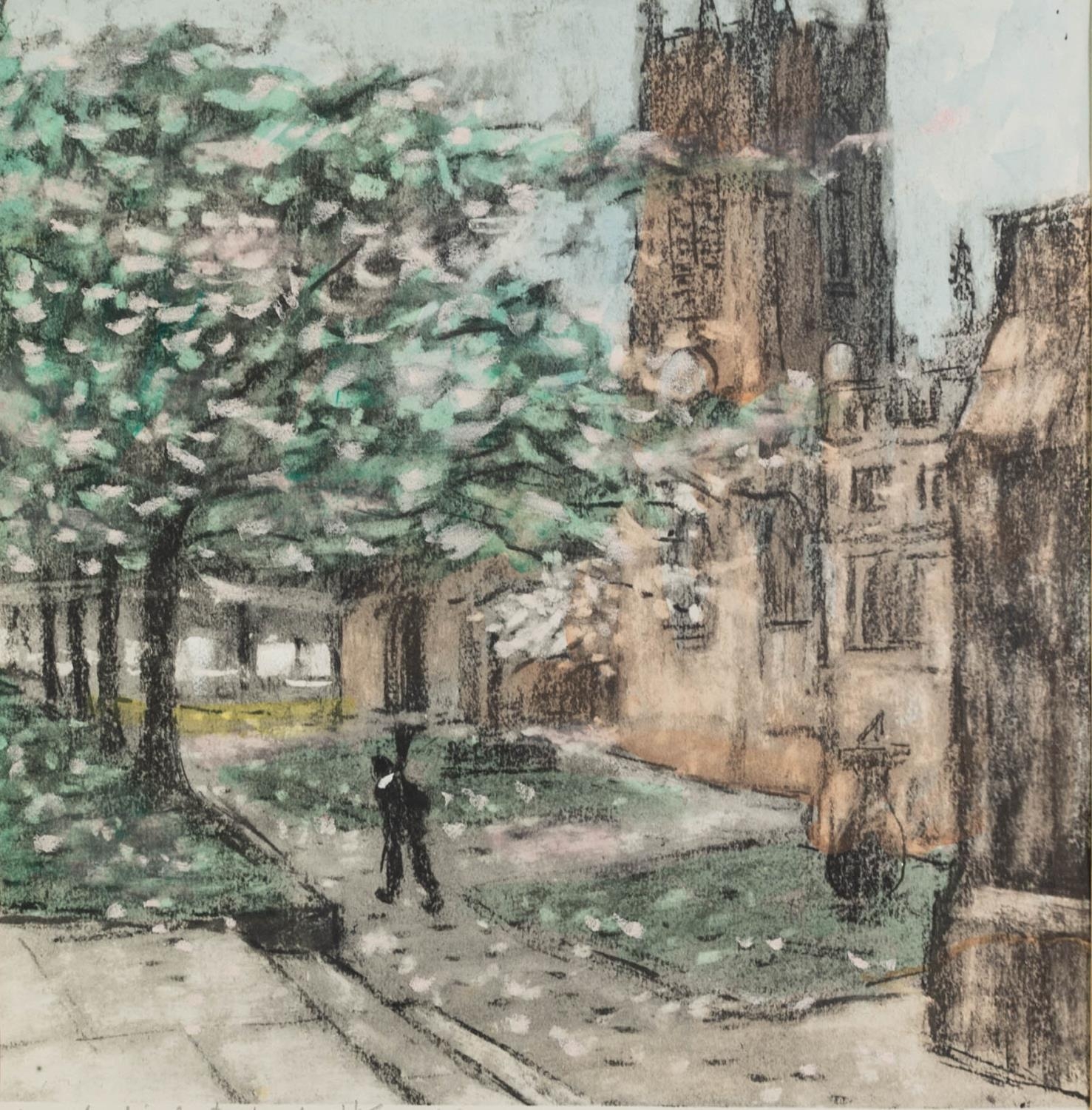 HAROLD RILEY (b.1934) ARTIST SIGNED LIMITED EDITION COLOUR PRINT ?Manchester Cathedral?, (16/25) 12?