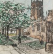 HAROLD RILEY (b.1934) ARTIST SIGNED LIMITED EDITION COLOUR PRINT ?Manchester Cathedral?, (16/25) 12?