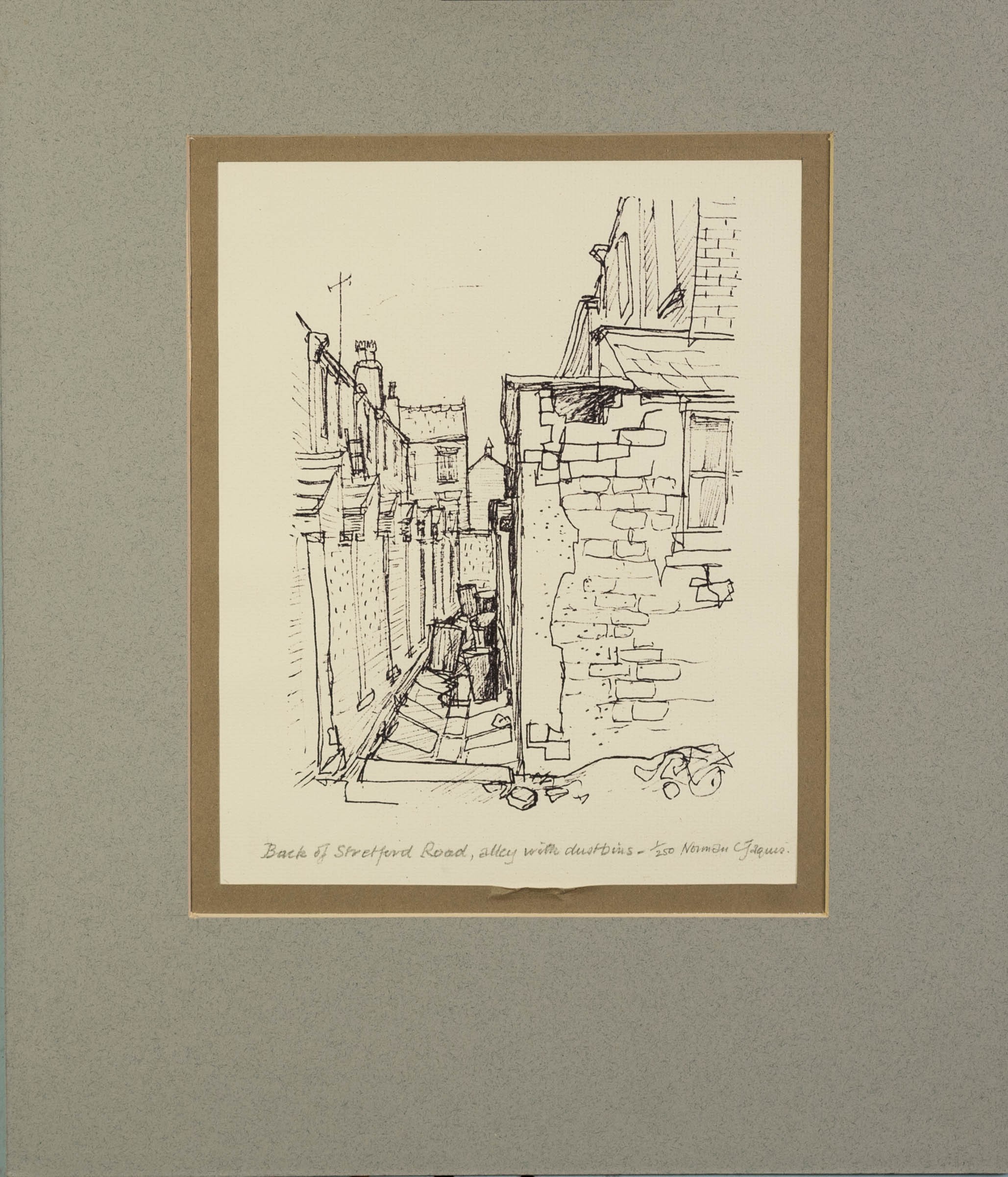 NORMAN JAQUES (1922-2014) ARTIST SIGNED LIMITED EDITION PRINT OF A PEN AND INK SKETCH ?Back of - Image 2 of 2
