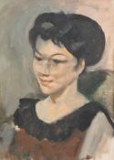 HARRY RUTHERFORD (1903 - 1985) OIL PAINTING ON ARTIST'S BOARD Bust portrait of a young woman