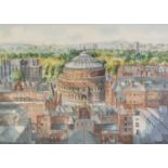 ALAN POWERS (b. 1955) WATERCOLOUR DRAWING ?The Royal Albert Hall from the Queen?s Tower, Imperial