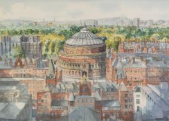 ALAN POWERS (b. 1955) WATERCOLOUR DRAWING ?The Royal Albert Hall from the Queen?s Tower, Imperial