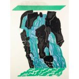 NORMAN JAQUES (1922-2014) TWO UNSIGNED AND UNTITLED COLOUR PRINTS Waterfall, Goredale 37? x 27 ½? (