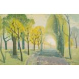 MARGARET GUMUCHIAN (1928 - 1999) OIL PAINTING ON ARTIST'S BOARD Dunoon, with avenue of trees