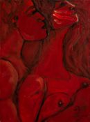 ROSE FELLER (Szucs Rozsa, Hungarian) MODERN OIL PAINTING ON CANVAS Adam & Eve Signed with monogram