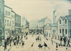 LAURENCE STEPHEN LOWRY (1887 - 1976) ARTIST SIGNED LIMITED EDITION COLOUR PRINT The Level Crossing