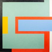 CHRISTOPHER CORAM (b. 1948) OIL PAINTING ON BOARD Rectilinear abstract Signed and dated (20)19 lower