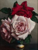 IRENE KLESTOVA (1908-1989) OIL PAINTING ON BOARD Still-Life- Roses Faintly signed 9? x 6 ¾? (22.