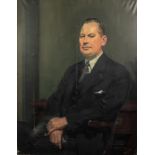 IAN GRANT (1904 - 1993) OIL PAINTING ON CANVAS Portrait of Raymond Lintott, racing driver Signed and