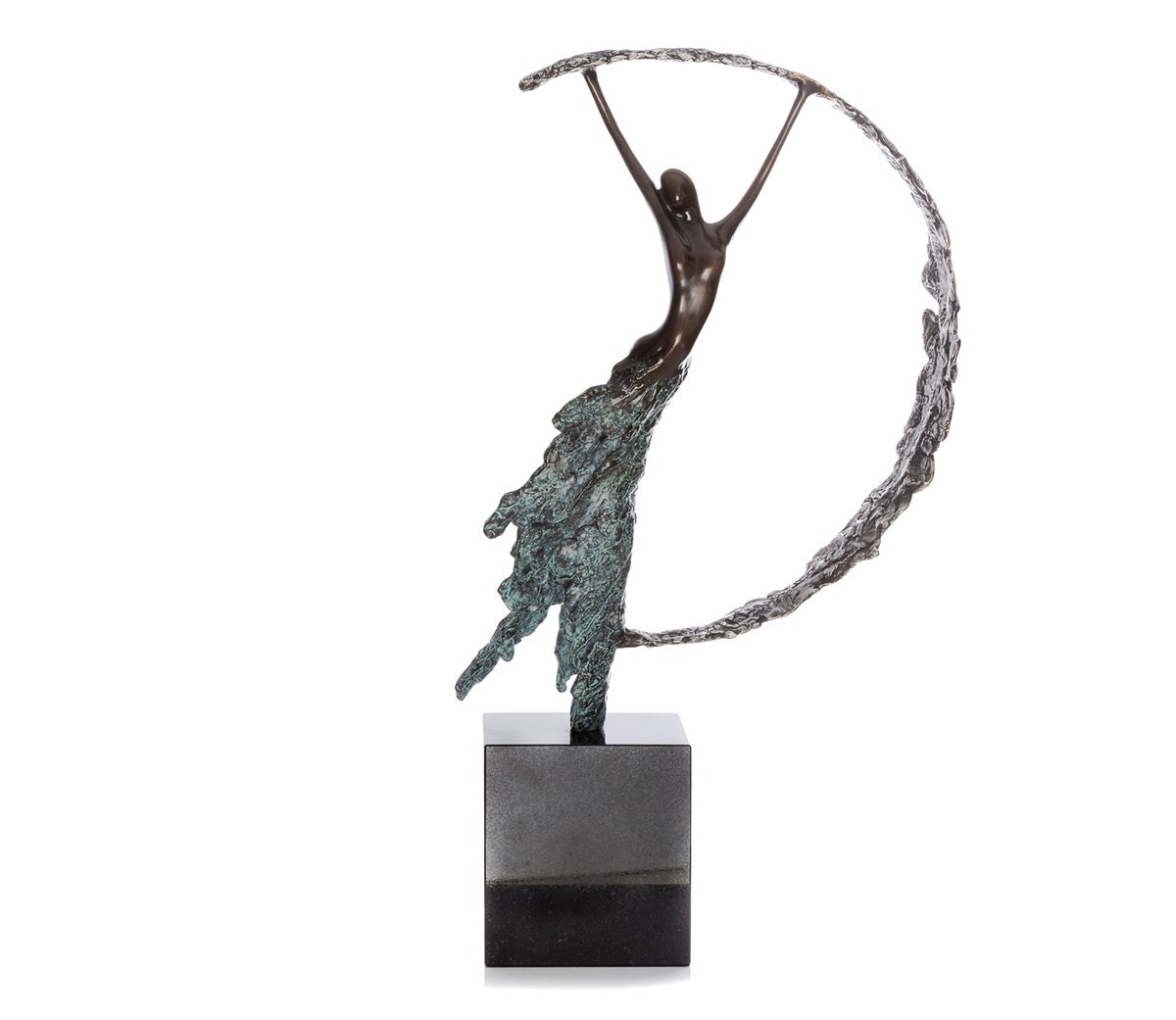 JENNINE PARKER (b.1971) LIMITED EDITION PATINATED BRONZE AND WHITE METAL FIGURE ?Moonlight?, (135/