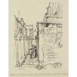 NORMAN JAQUES (1922-2014) ARTIST SIGNED LIMITED EDITION PRINT OF A PEN AND INK SKETCH ?Back of