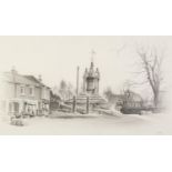 MARC GRIMSHAW (1957) PENCIL DRAWING Lymm Cross Signed lower right 9in x 15 1/4in (23 x 39cm)