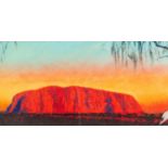 ROLF HARRIS (b. 1930) ARTIST SIGNED LIMITED EDITION COLOUR PRINT ON PAPER ?Uluru Sunset-Desert