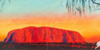 ROLF HARRIS (b. 1930) ARTIST SIGNED LIMITED EDITION COLOUR PRINT ON PAPER ?Uluru Sunset-Desert