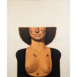 RON DELLAR (1930-2017) OIL ON CANVAS Incomplete female bust portrait Signed and titled 1970 29 ¾?