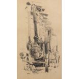 ALBERT B. OGDEN (b.1928) PENCIL DRAWING ?Steam Engine? Signed, titled verso 14? x 8? (35.6cm x 20.