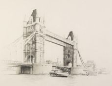 MARC GRIMSHAW (1957) PENCIL DRAWING London Bridge 12 1/2in x 16 1/2in (32 x 42cm)