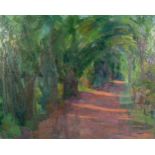 IAN GRANT (1904 - 1993) OIL PAINTING ON CANVAS 'Pantsaeson' (Saxon Hollow), farm track leading to