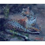 ROLF HARRIS (b. 1930) ARTIST SIGNED LIMITED EDITION COLOUR PRINT ON CANVAS ?Leopard Reclining at