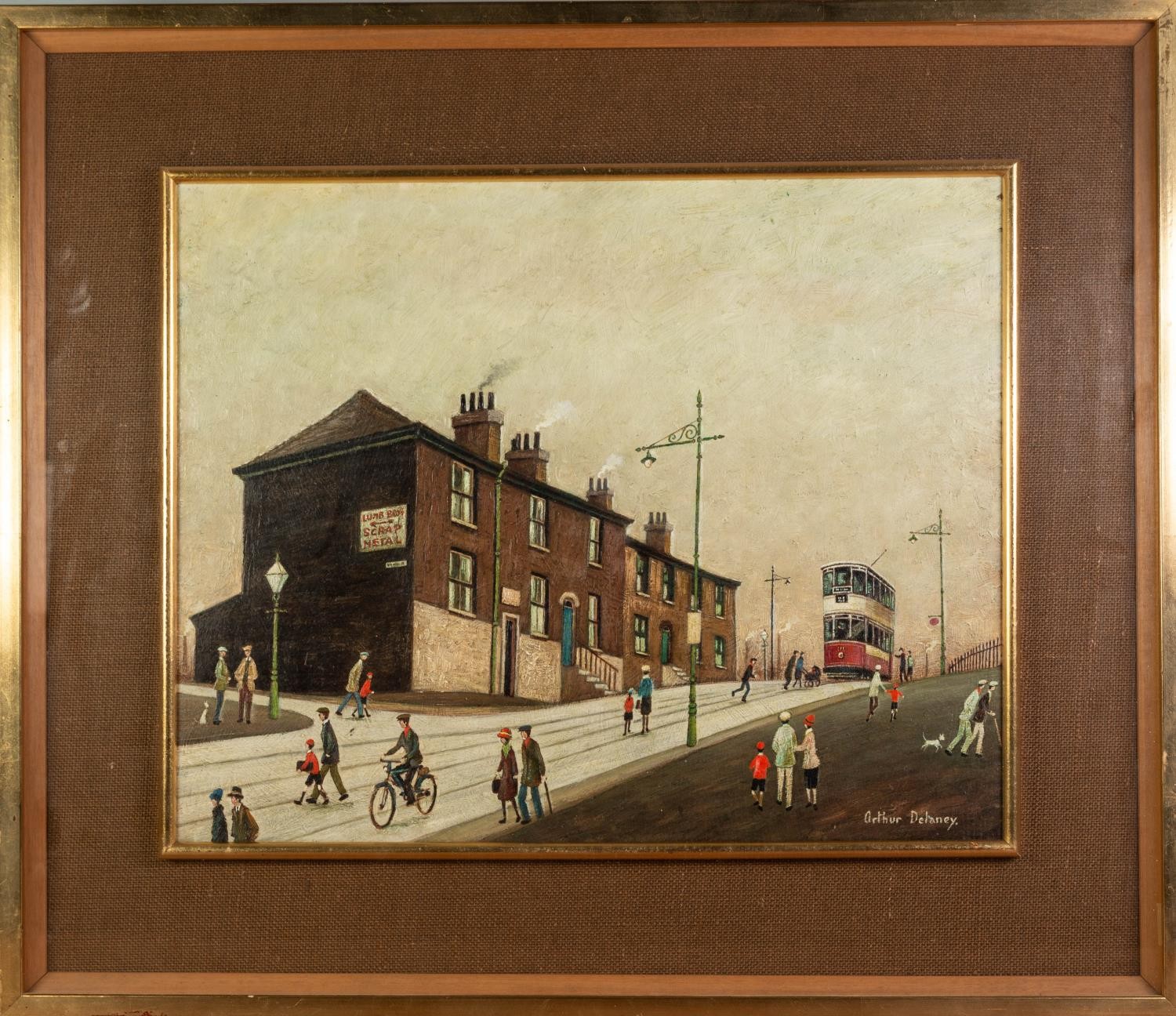 ARTHUR DELANEY (1927-1987) OIL PAINTING ?Top of the Hill, (Near Stockport)? Signed, titled verso - Image 2 of 2