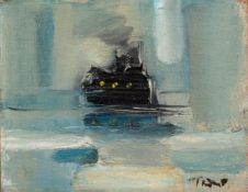 WILLIAM TURNER (1920 - 2013) OIL PAINTING ON PANEL The Ferry Signed lower right and signed, titled