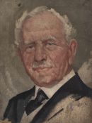 HARRY RUTHERFORD (1903 - 1985) OIL PAINTING ON ARTIST'S BOARD Bust portrait of a gentleman with
