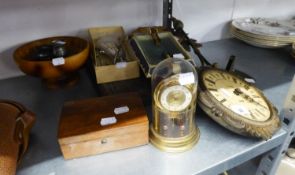 SCHATZ BATTERY OPERATED WALL CLOCK, ANNIVERSARY CLOCK UNDER PLASTIC DOME, AND A CUCKOO CLOCK (A.