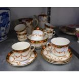 THIRTEEN PIECE GLADSTONE CHINA PART COFFEE SET, with Imari borders, (2 saucer missing) and a SIMILAR